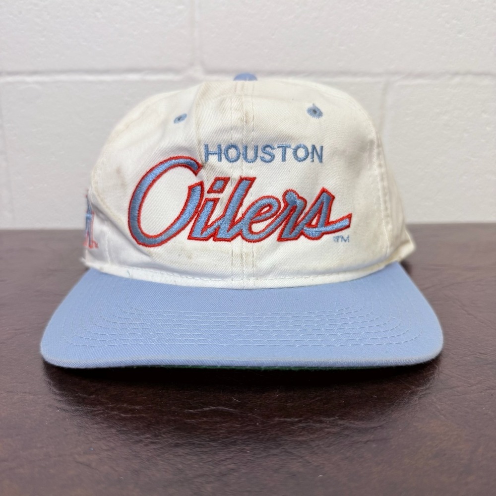 Vintage Houston Oilers Sports Specialties Snapback Hat NFL 90s Twill White Blue